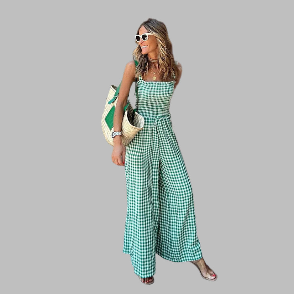 Checked Sleeveless Jumpsuit