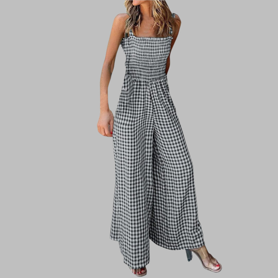 Checked Sleeveless Jumpsuit
