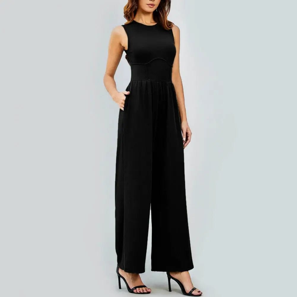 Sleeveless Jumpsuit with Round Neckline