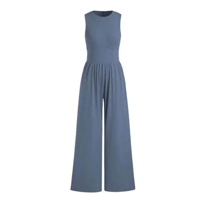 Sleeveless Jumpsuit with Round Neckline
