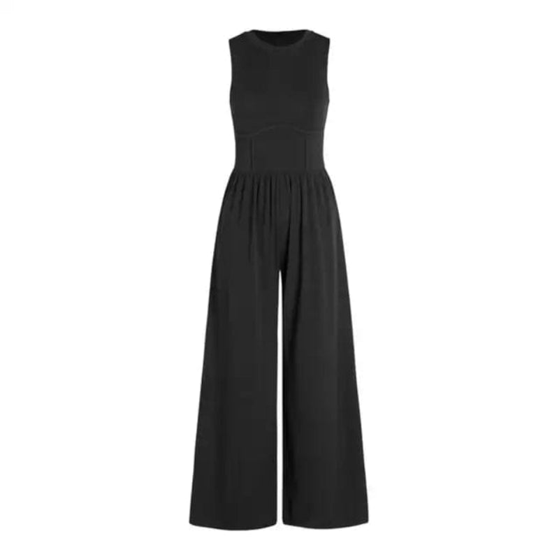 Sleeveless Jumpsuit with Round Neckline