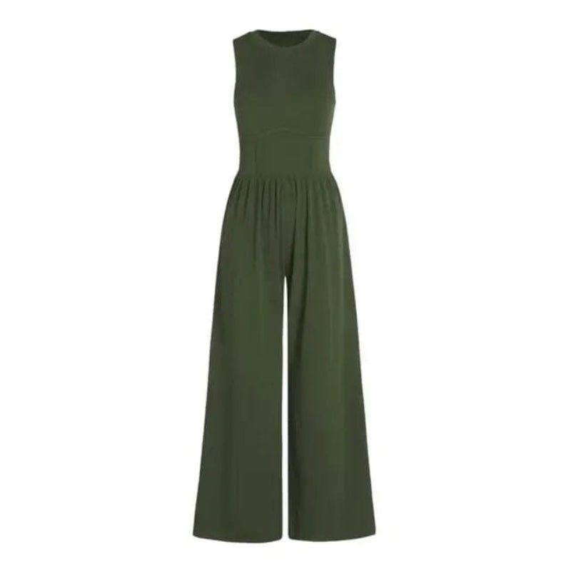 Sleeveless Jumpsuit with Round Neckline
