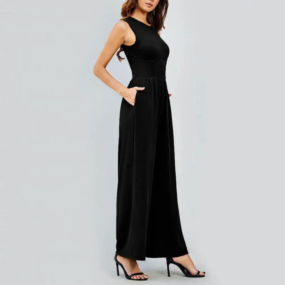 Sleeveless Jumpsuit with Round Neckline