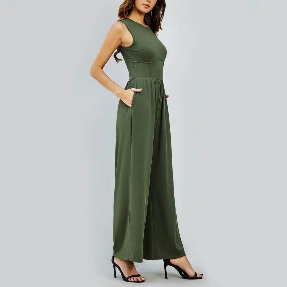 Sleeveless Jumpsuit with Round Neckline