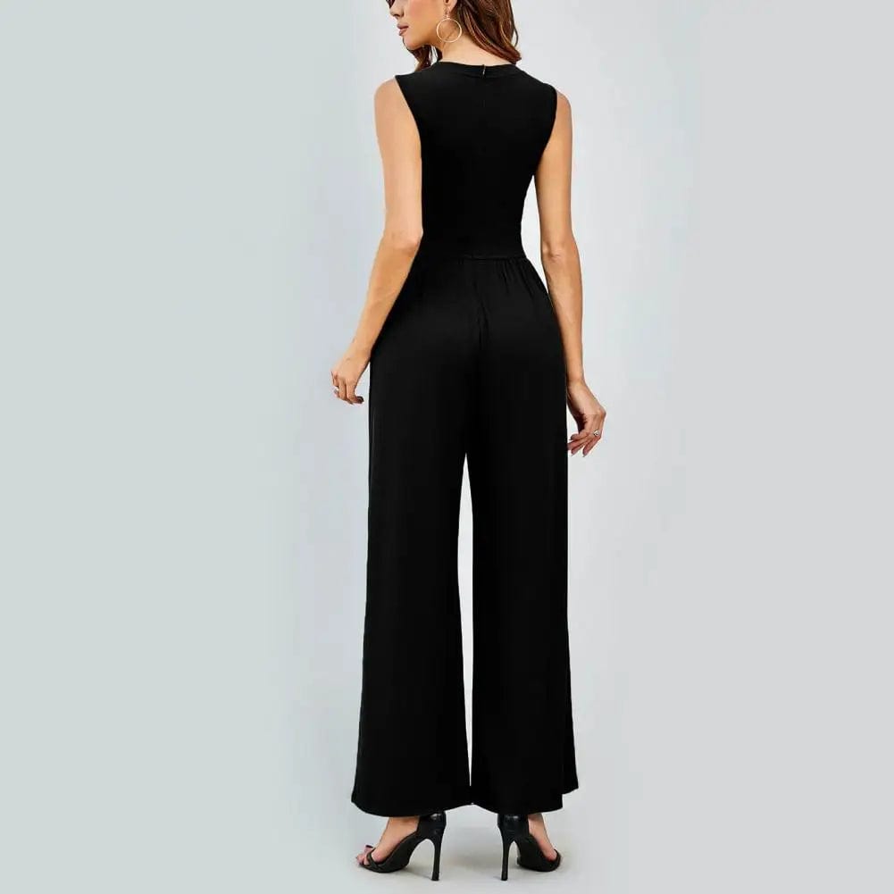 Sleeveless Jumpsuit with Round Neckline